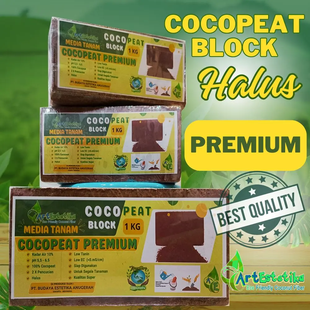 Cocopeat Premium Blok Pres 1 Kg Low Tanin Kering Siap Digunakan